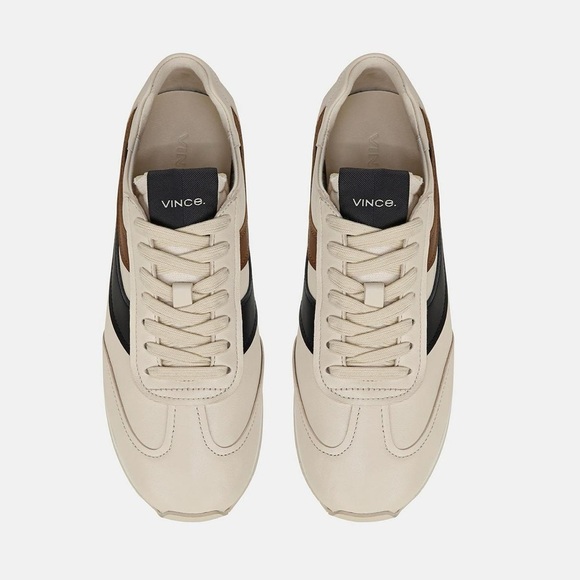Vince Oasis Leather Runner Sneaker Cream Retro Style Lace Up Wave Sz 10 - Picture 13 of 14